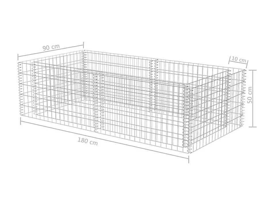 Jardinière à gabion Acier galvanisé 180 x 90x50