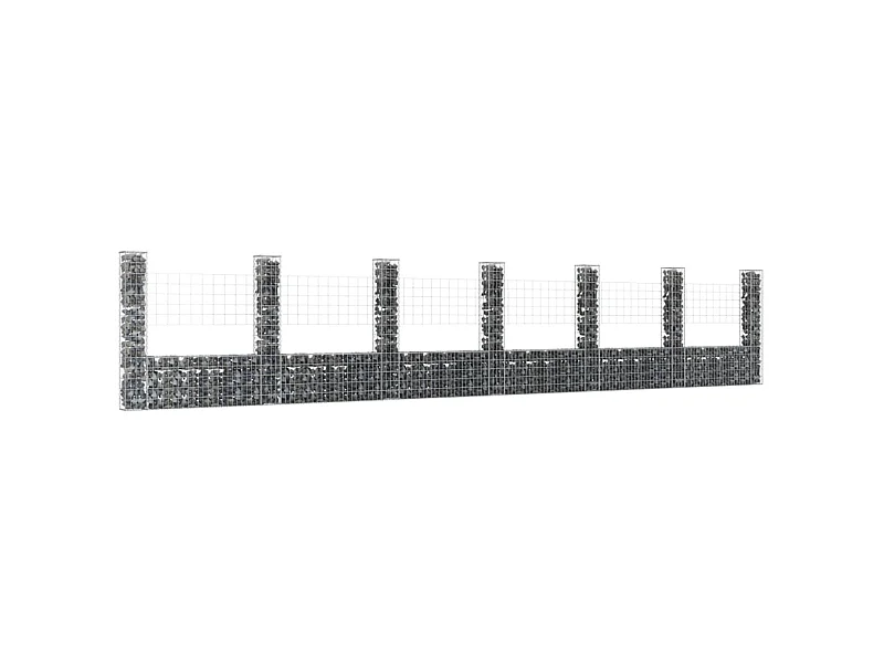 Panier de gabion en forme de U avec 7 poteaux Fer 740x20x150