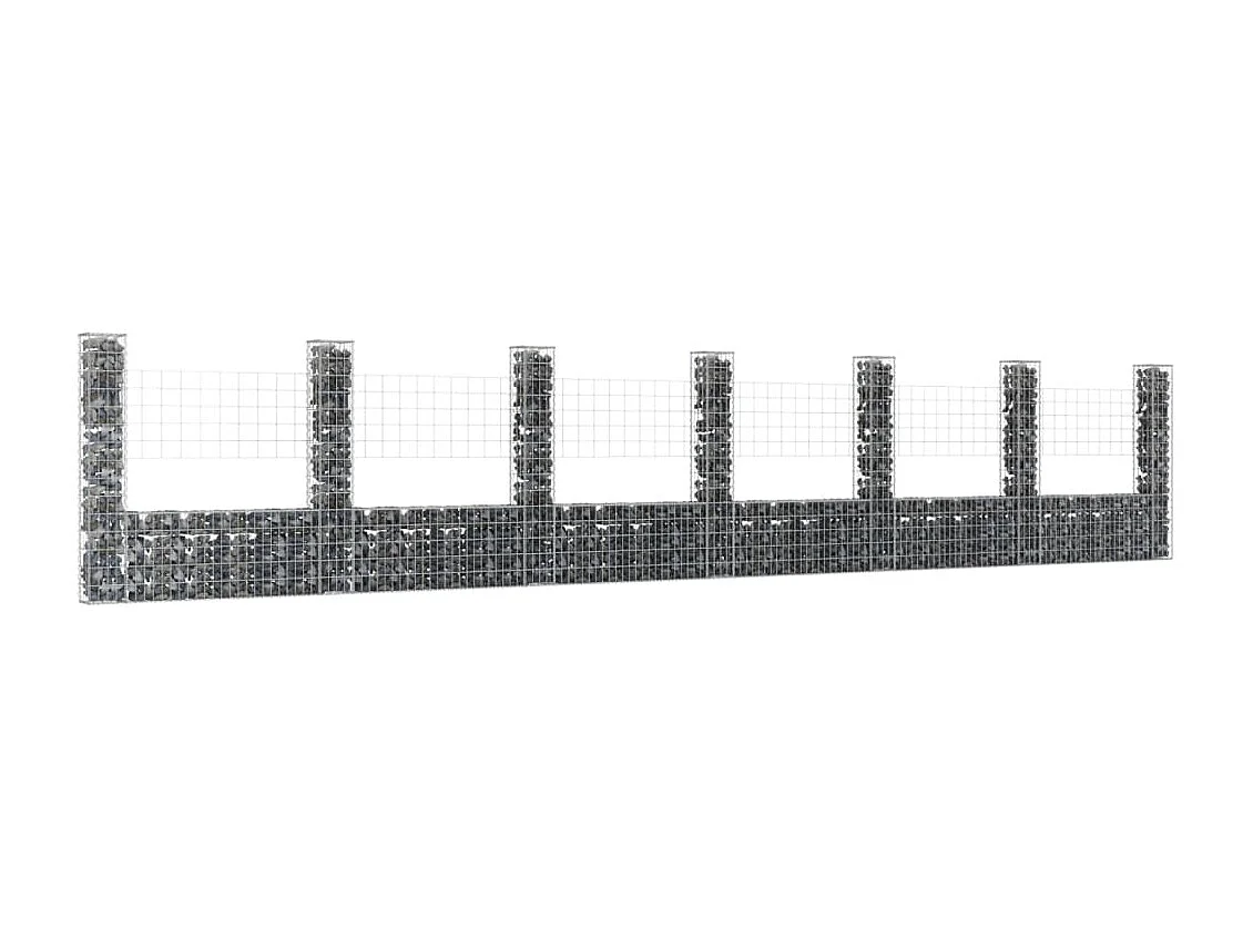 Panier de gabion en forme de U avec 7 poteaux Fer 740x20x150