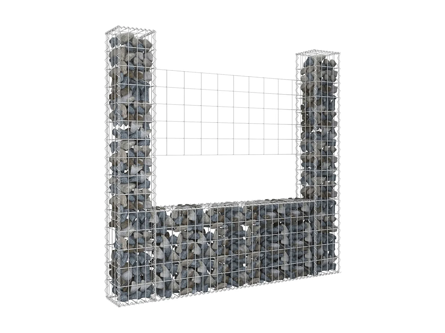 Panier de gabion en forme de U avec 2 poteaux Fer 140x20x150