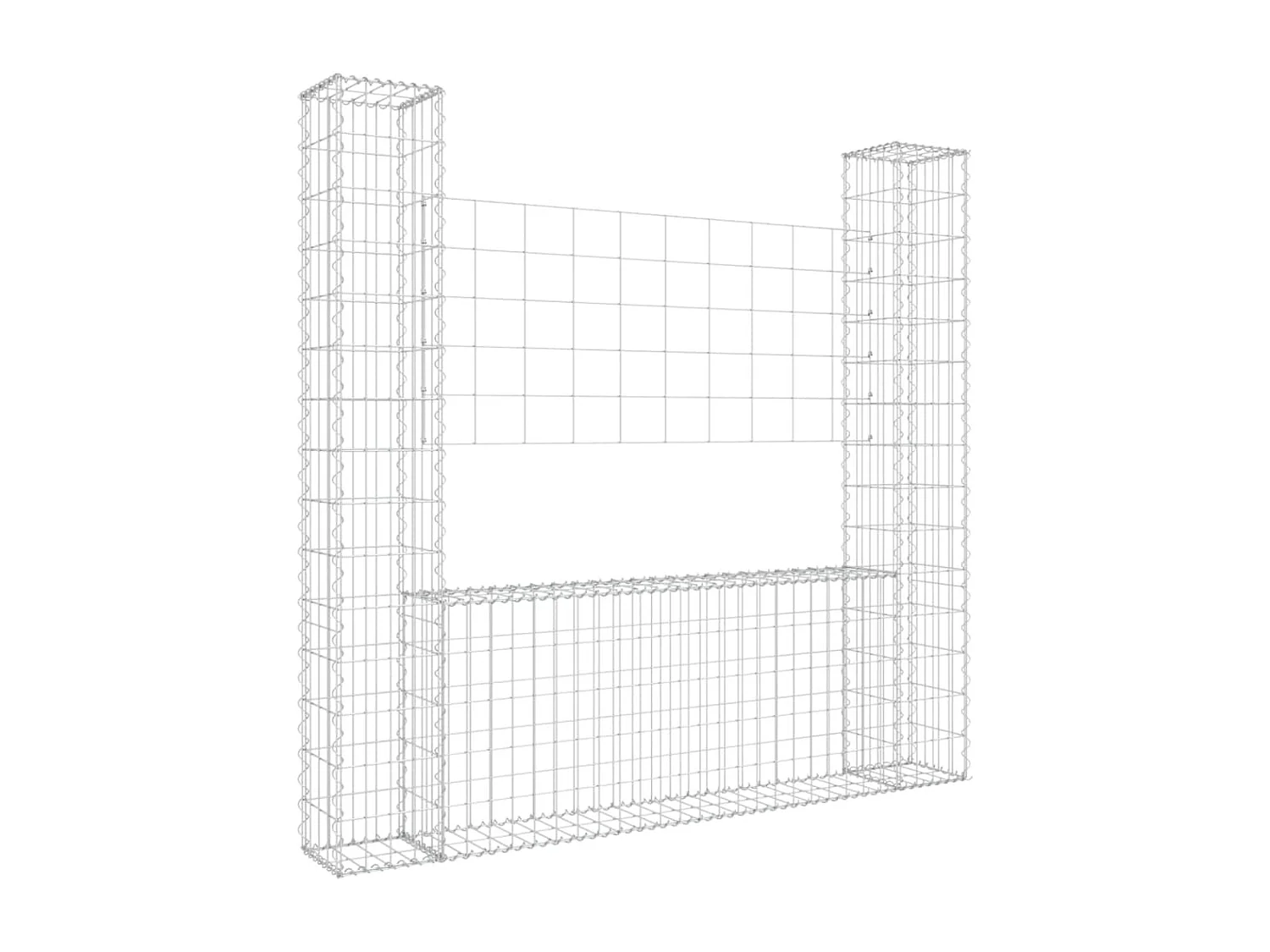 Panier de gabion en forme de U avec 2 poteaux Fer 140x20x150