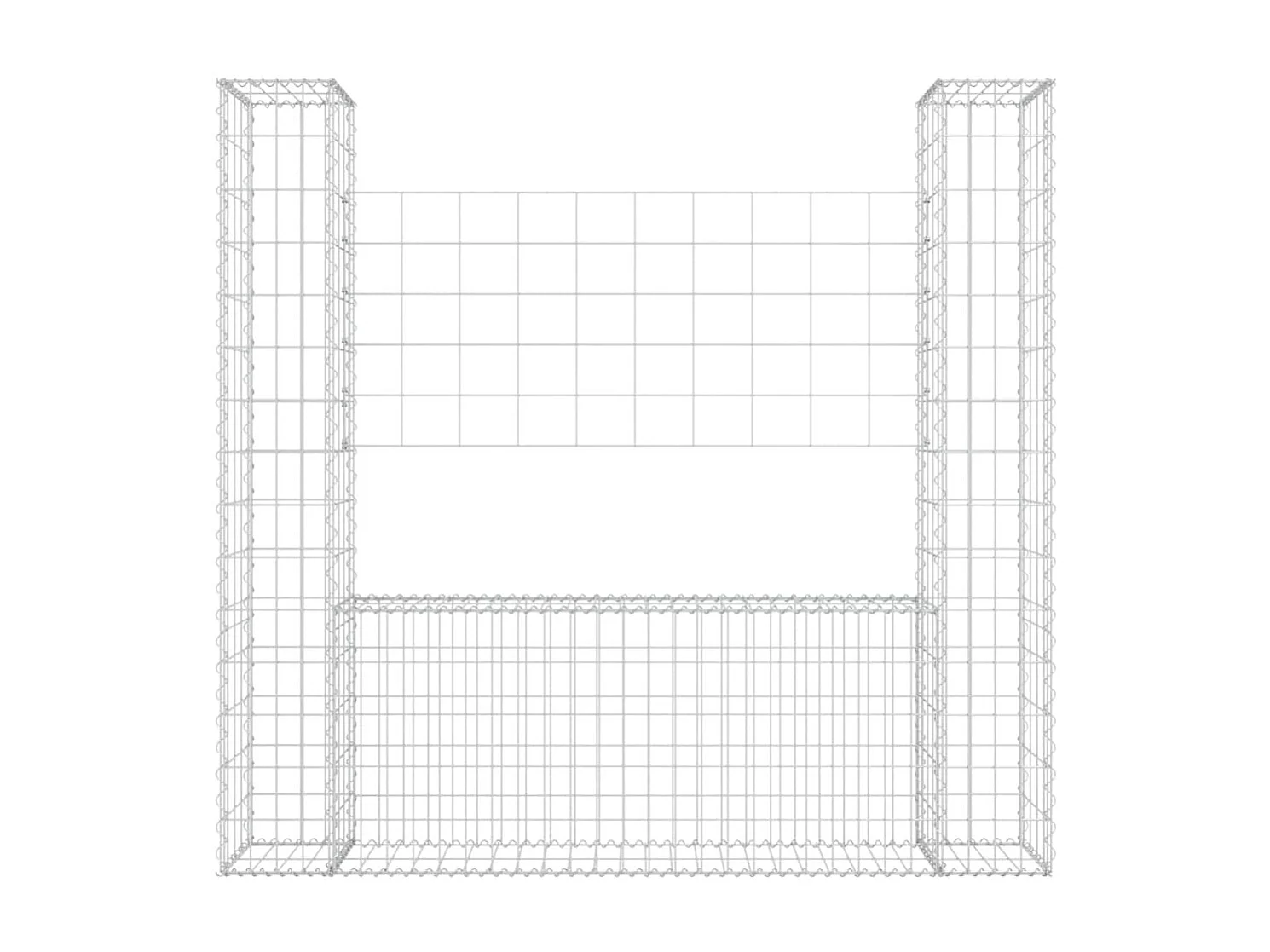 Panier de gabion en forme de U avec 2 poteaux Fer 140x20x150