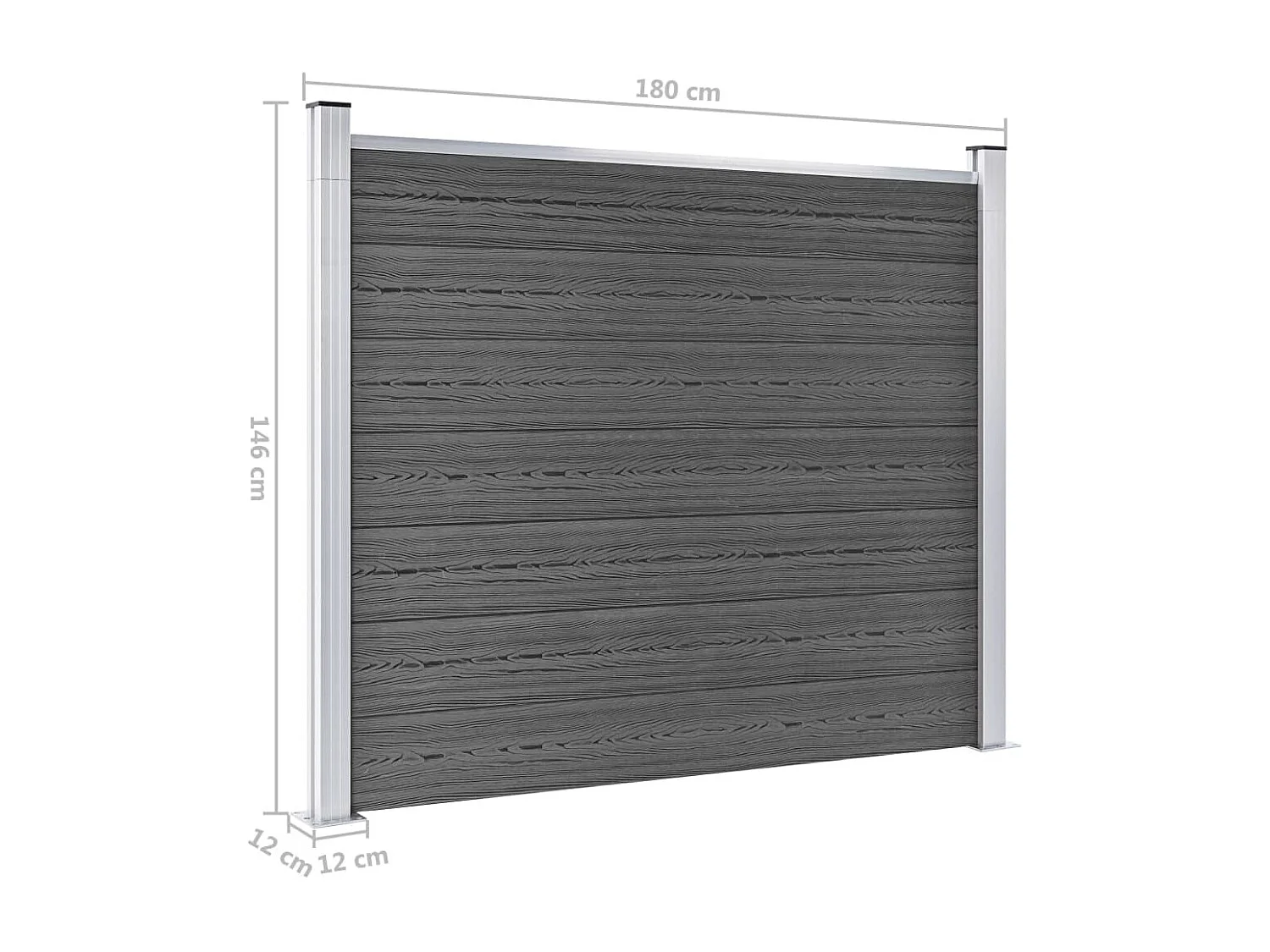 Panneau de clôture WPC 180x146 Noir