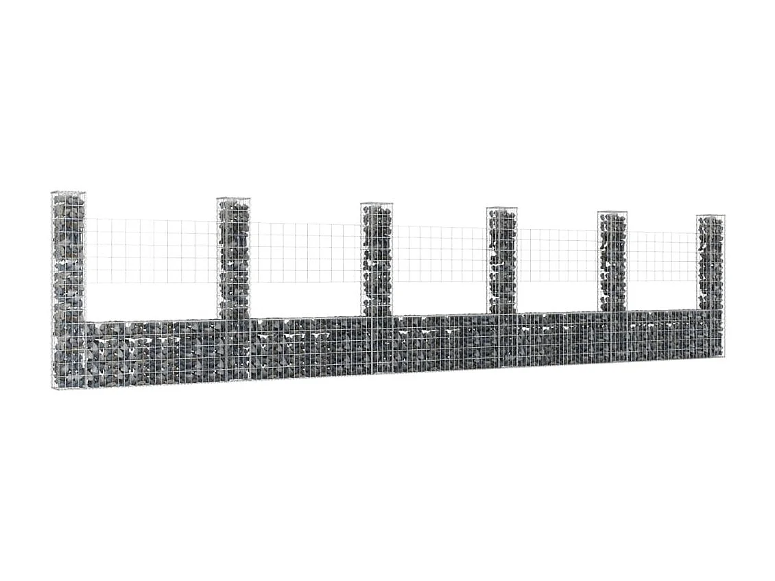 Panier de gabion en forme de U avec 6 poteaux Fer 620x20x150