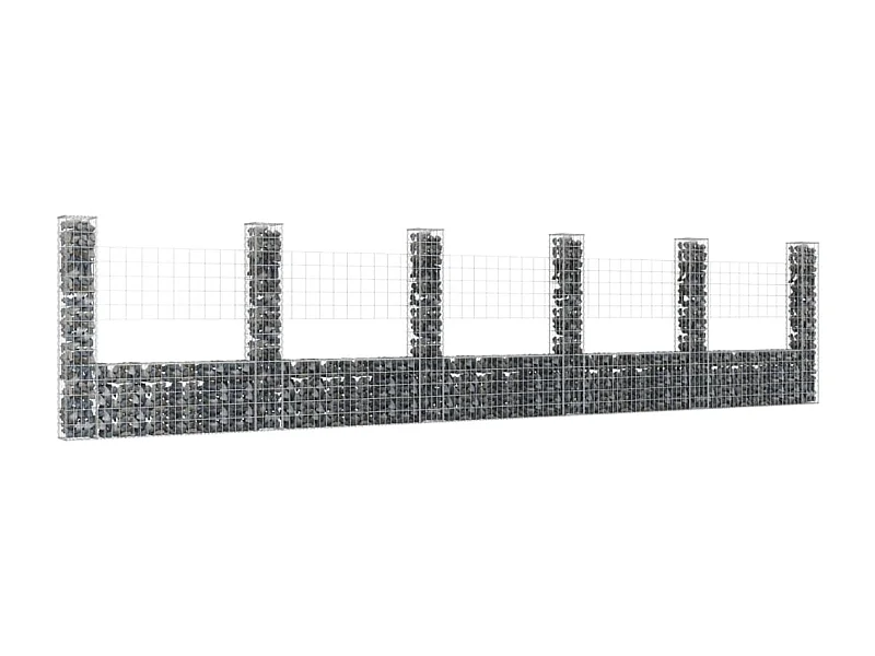 Panier de gabion en forme de U avec 6 poteaux Fer 620x20x150