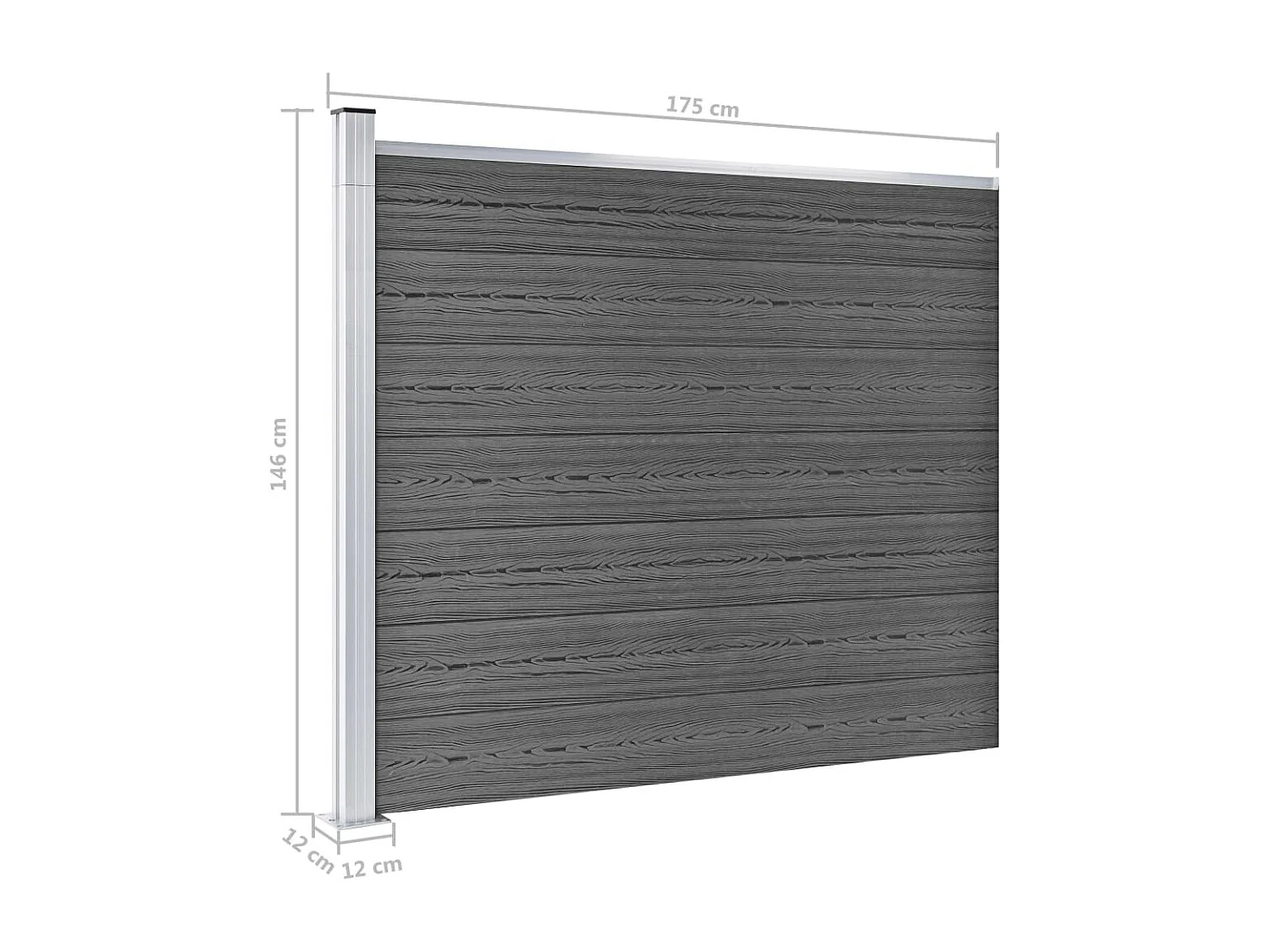 Panneau de clôture WPC 175x146 Noir