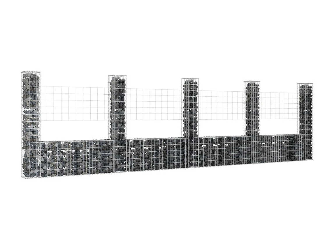 Panier de gabion en forme de U avec 5 poteaux Fer 500x20x150