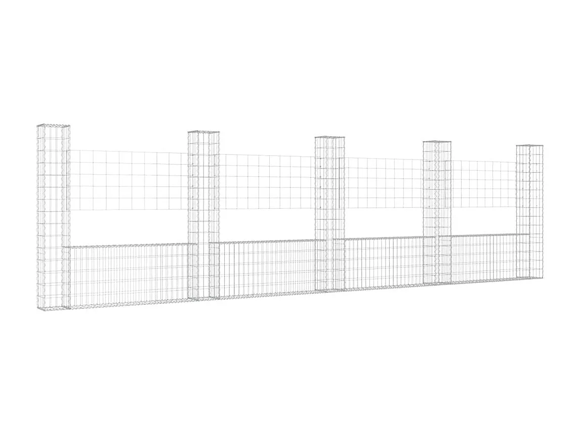 Panier de gabion en forme de U avec 5 poteaux Fer 500x20x150
