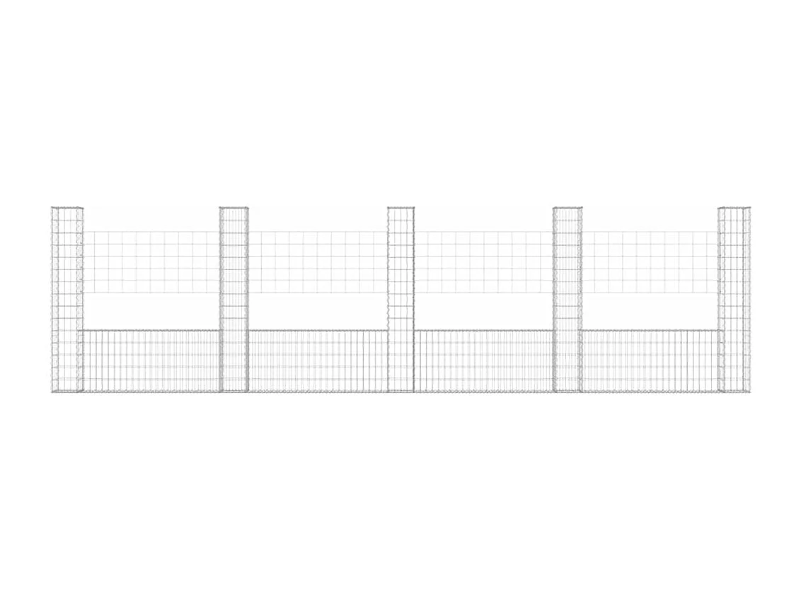 Panier de gabion en forme de U avec 5 poteaux Fer 500x20x150