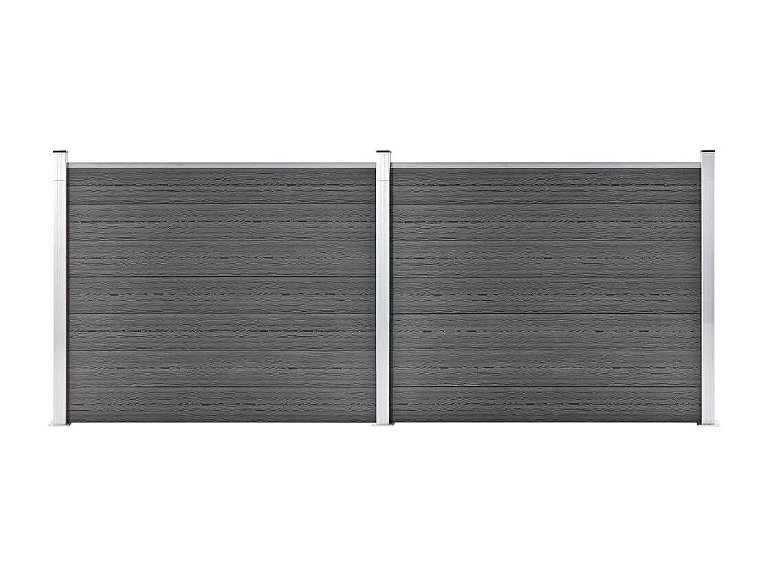 Ensemble de panneau de clôture WPC 353x146 Noir