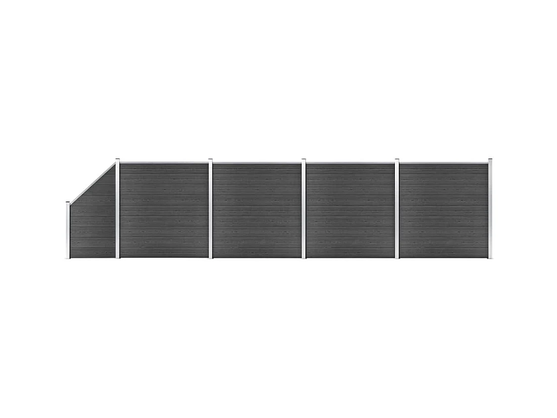 Schuttingpanelenset 792x(105-186) cm HKC zwart