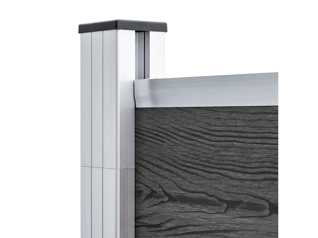 Ensemble de panneau de clôture WPC 792x(105-186) cm Noir