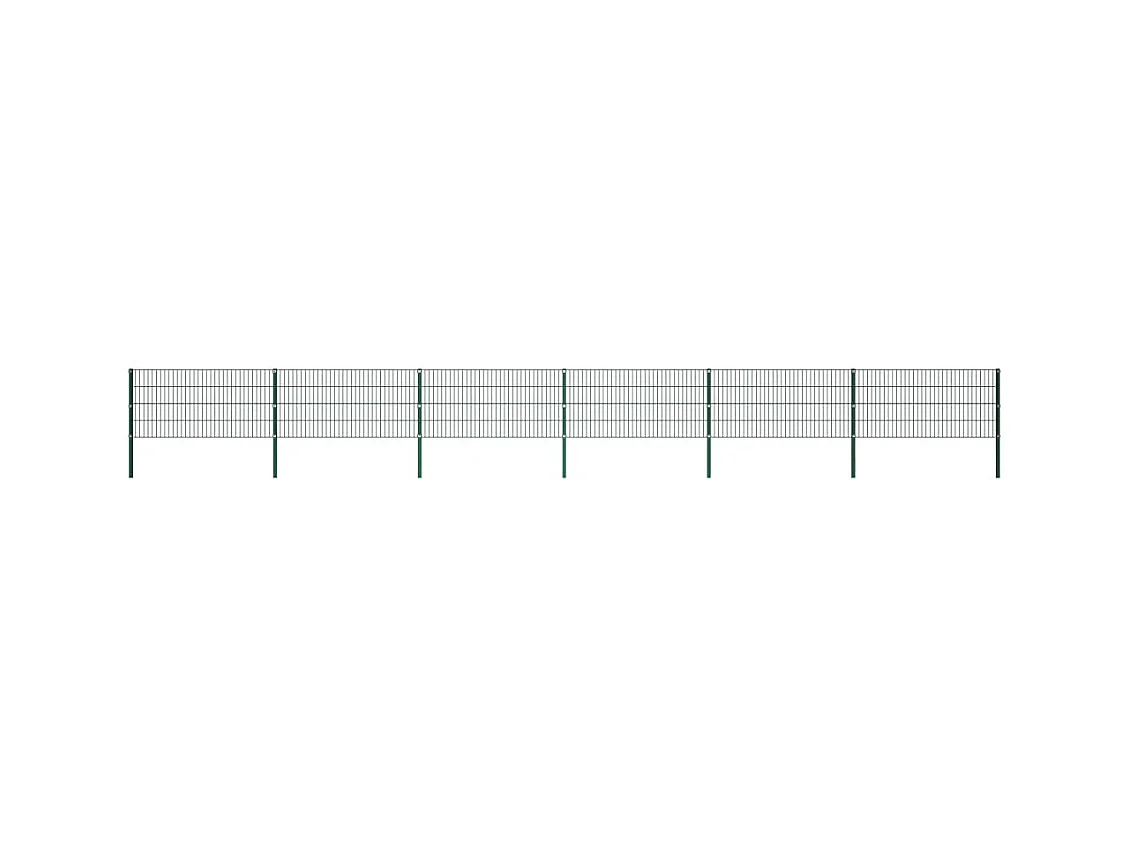 Panneau de clôture avec poteaux Fer 10,2 x 0,8 m Vert