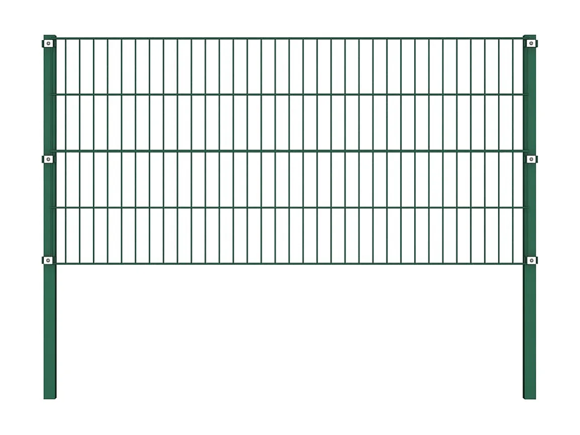 Panneau de clôture avec poteaux Fer 10,2 x 0,8 m Vert