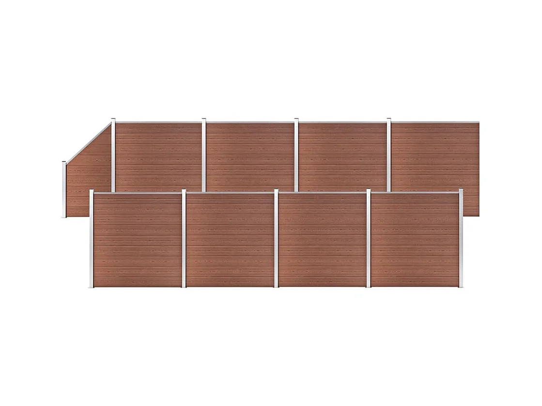 Ensemble de clôture WPC 8 Carré + 1 Incliné 1484x186 Marron