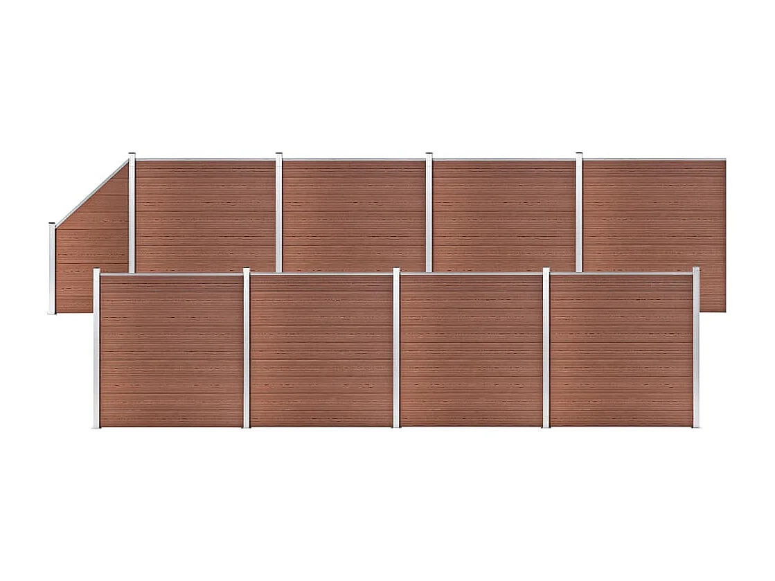 Ensemble de clôture WPC 8 Carré + 1 Incliné 1484x186 Marron