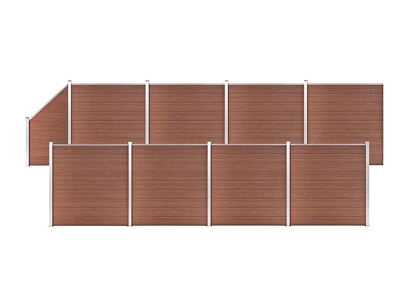 Ensemble de clôture WPC 8 Carré + 1 Incliné 1484x186 Marron