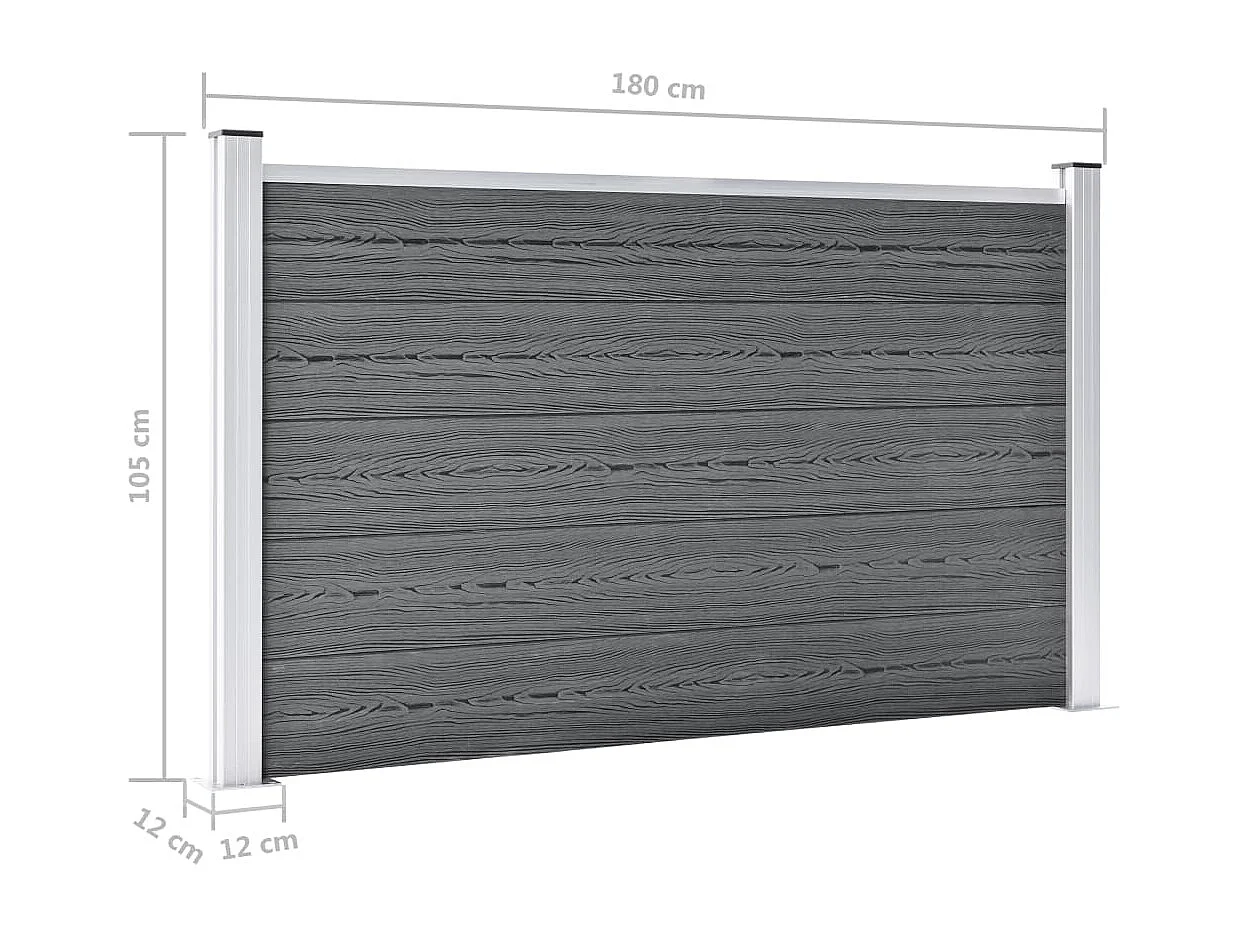 Clôture de jardin WPC 353x106 Gris