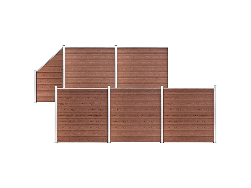 Ensemble de clôture WPC 5 Carré + 1 Incliné 965x186 Marron