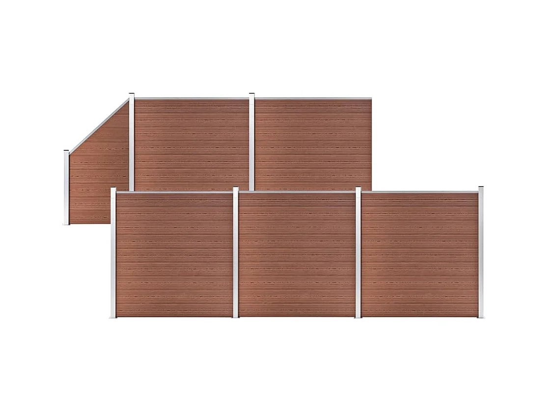 Ensemble de clôture WPC 5 Carré + 1 Incliné 965x186 Marron