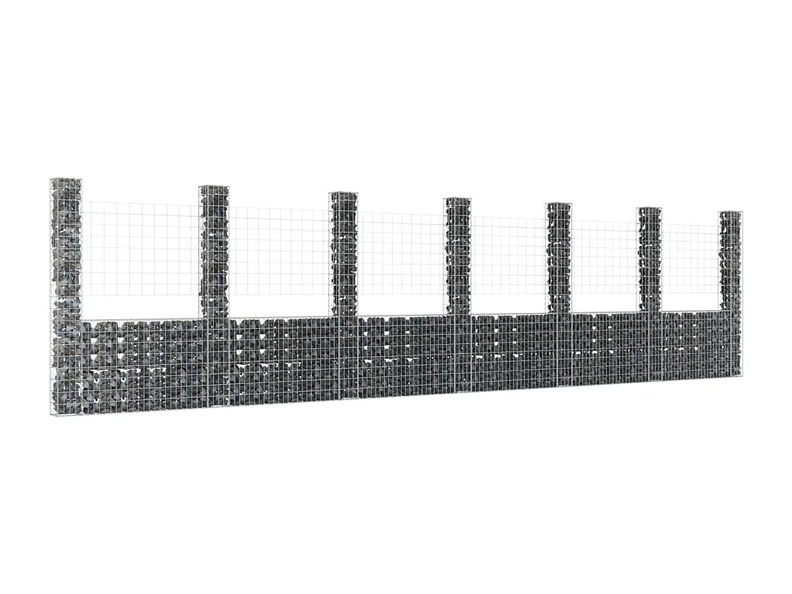 Panier de gabion en forme de U avec 7 poteaux Fer 740x20x200
