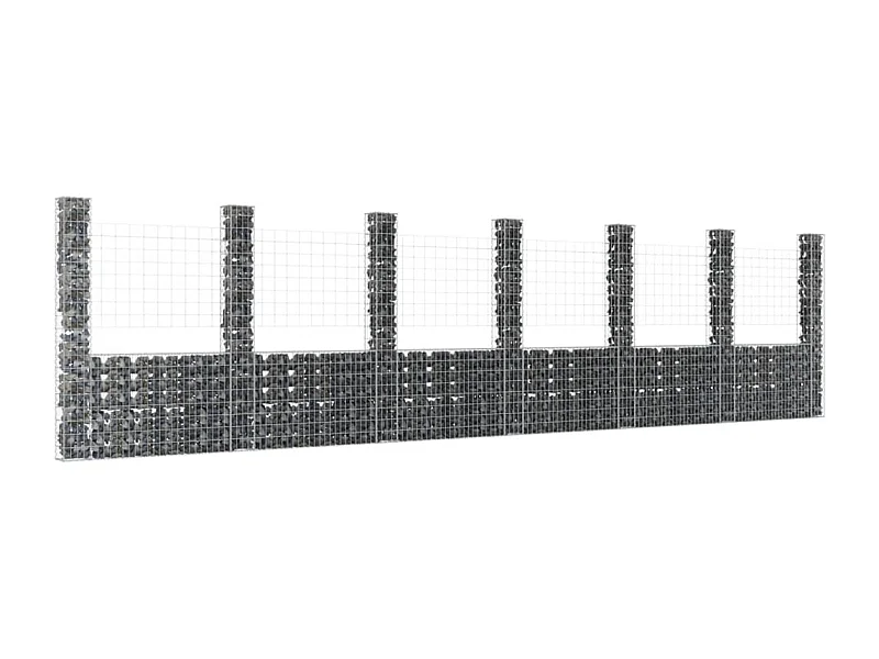Panier de gabion en forme de U avec 7 poteaux Fer 740x20x200