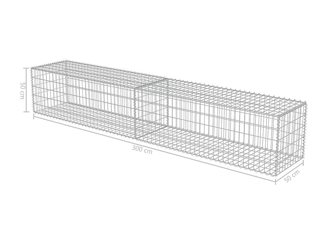 Mur en gabion avec couvercles Acier galvanisé 300 x 50x50
