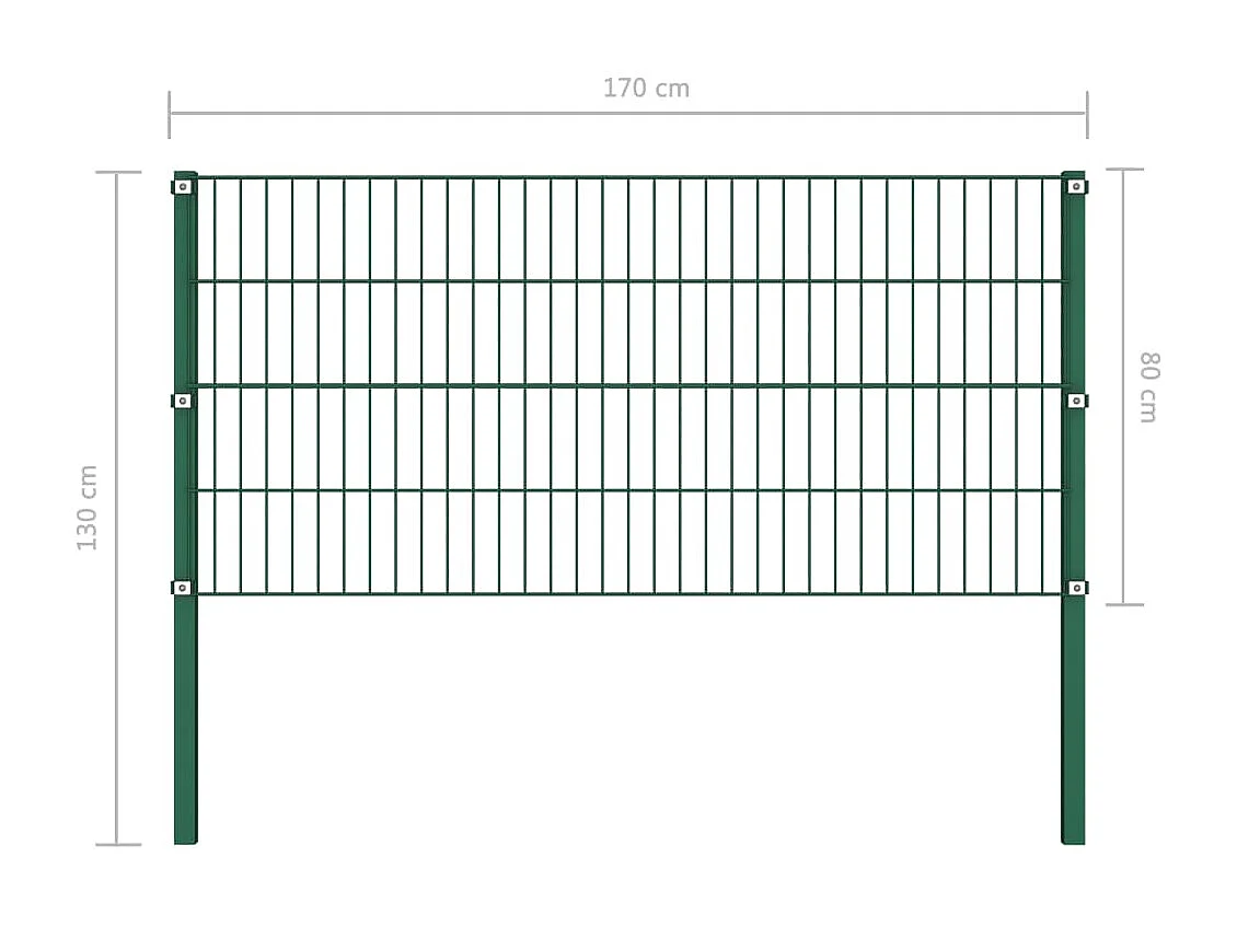 Panneau de clôture avec poteaux Fer 1,7 x 0,8 m Vert