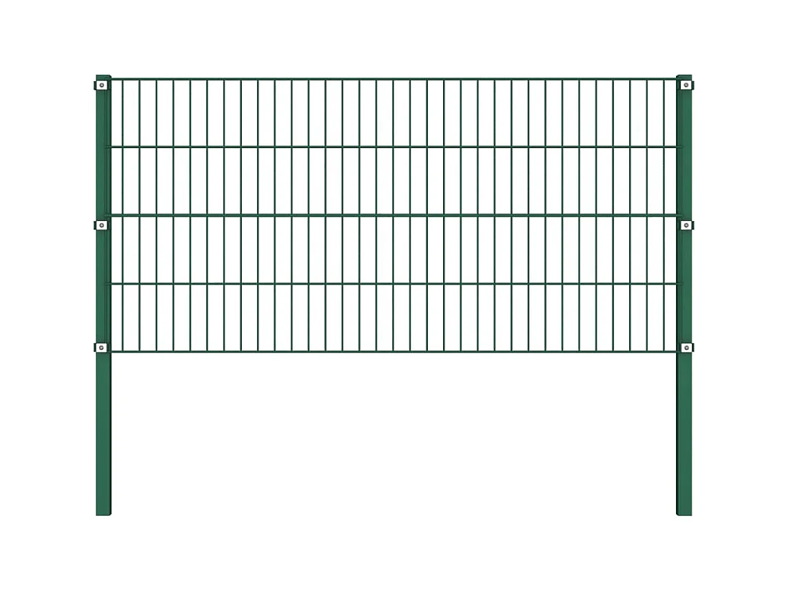 Panneau de clôture avec poteaux Fer 1,7 x 0,8 m Vert
