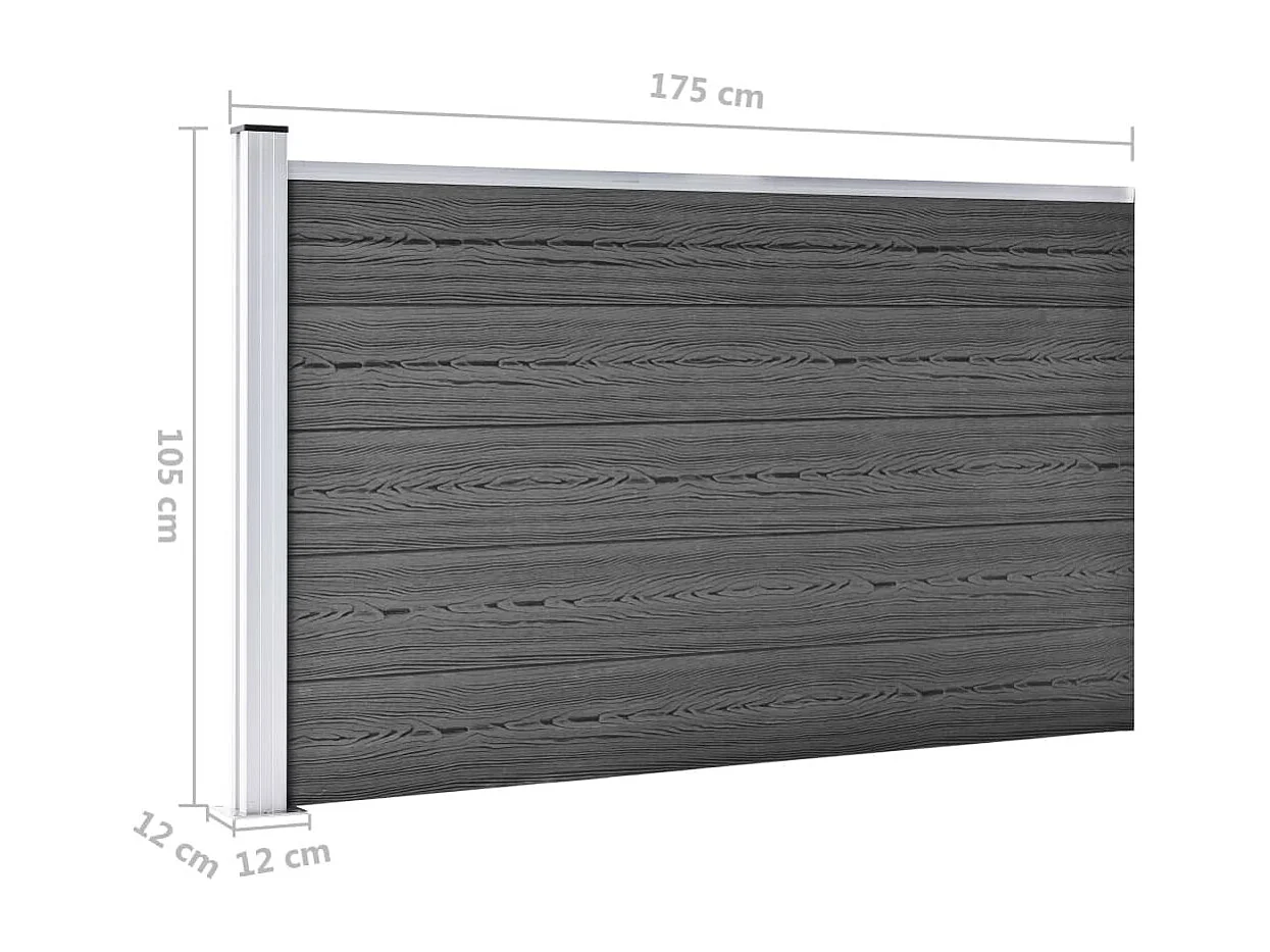 Panneau de clôture WPC 175x105 Noir