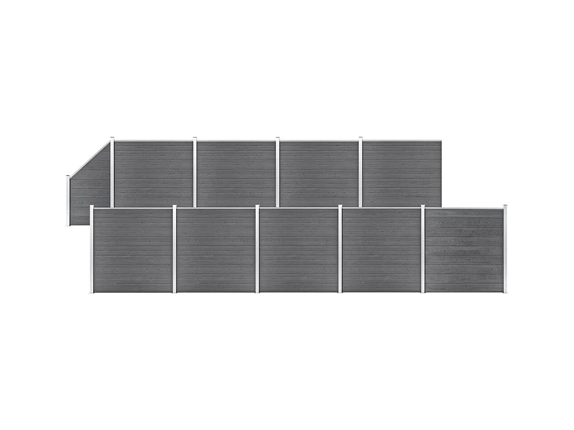 Ensemble de clôture WPC 9 Carré + 1 Incliné 1657x186 Gris