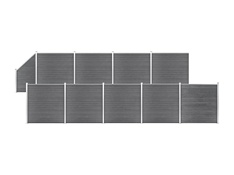 Ensemble de clôture WPC 9 Carré + 1 Incliné 1657x186 Gris