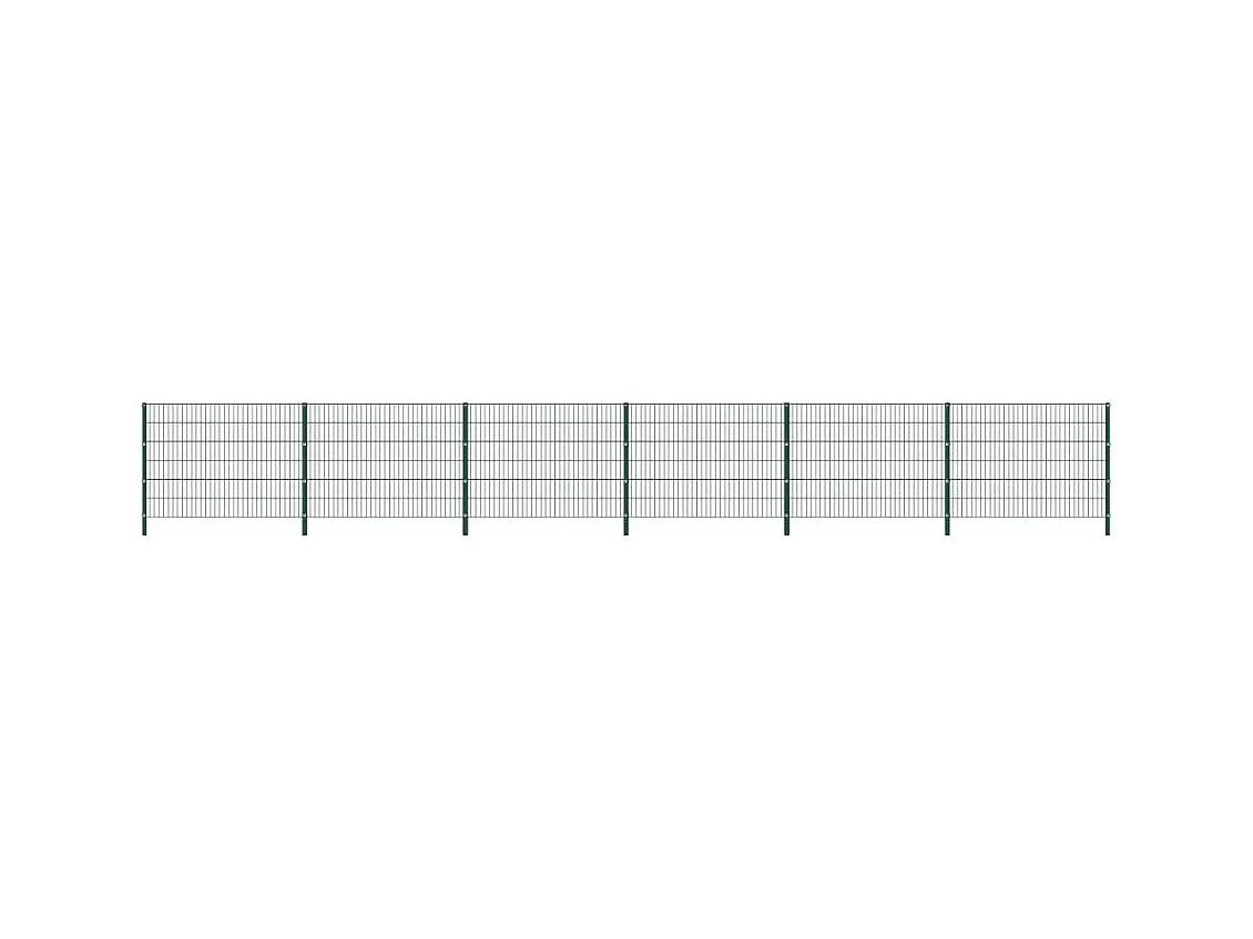 Panneau de clôture avec poteaux Fer 10,2 x 1,2 m Vert