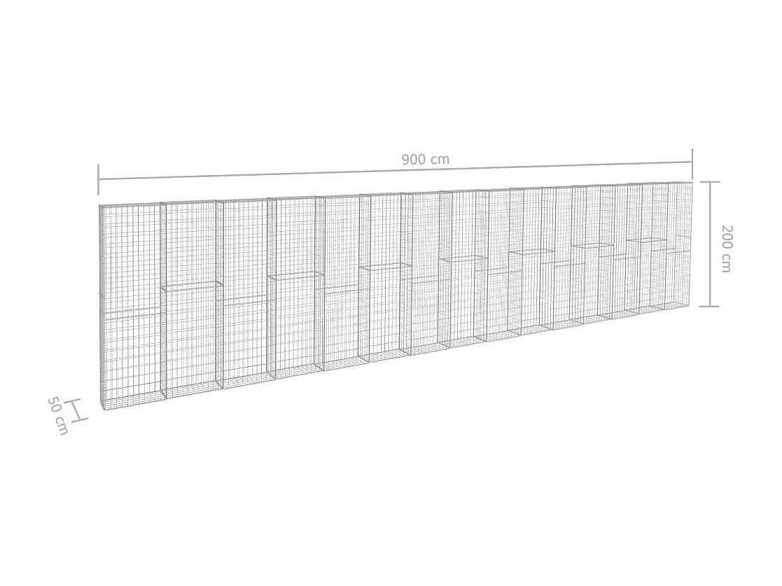 Mur à gabion avec couvercles Acier galvanisé 900 x 50x200 2
