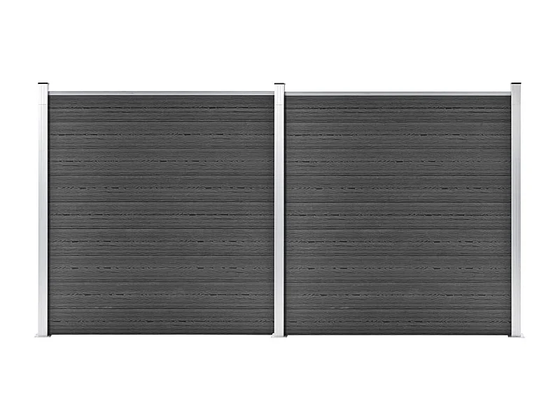 Ensemble de panneau de clôture WPC 353x186 Noir
