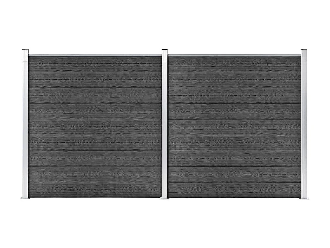 Ensemble de panneau de clôture WPC 353x186 Noir