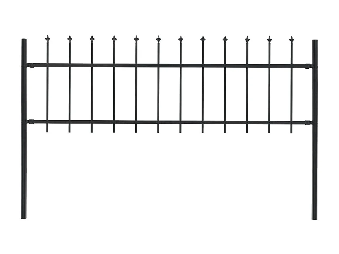 Clôture de jardin avec dessus en lance Acier 1,7 x 0,6 m Noir