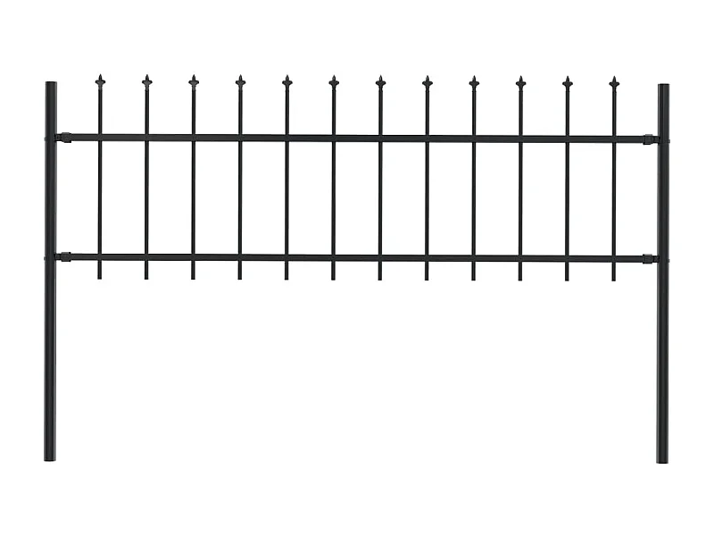 Clôture de jardin avec dessus en lance Acier 1,7 x 0,6 m Noir
