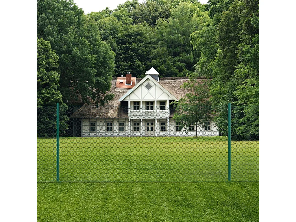 Clôture en grillage métallique avec poteaux Acier 25x0,75m Vert 3