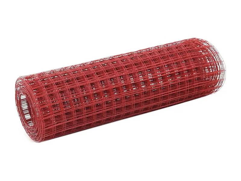 Grillage Acier avec revêtement en PVC 25x0,5 m Rouge