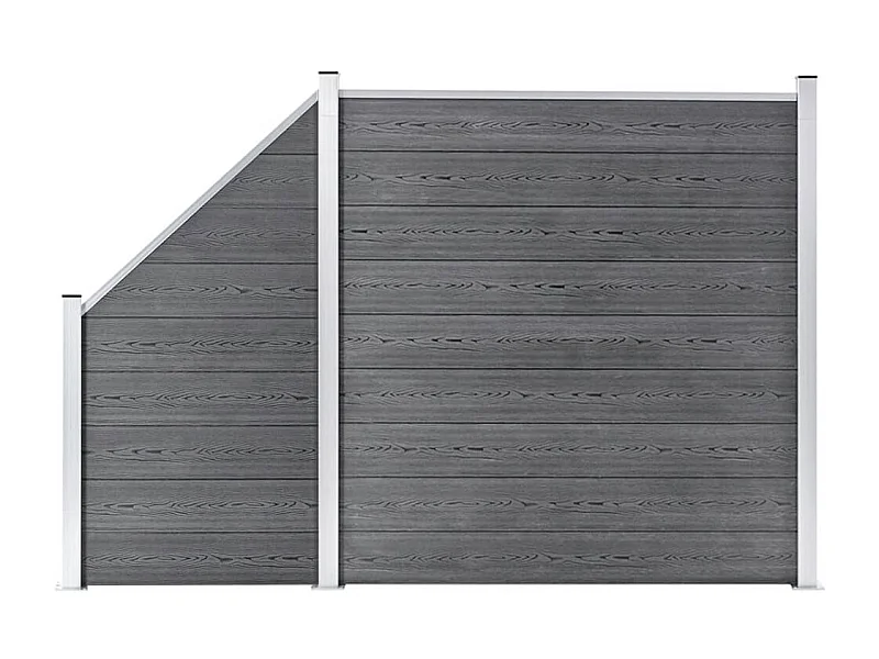 Ensemble de clôture WPC 1 Carré + 1 Incliné 273x186 Gris