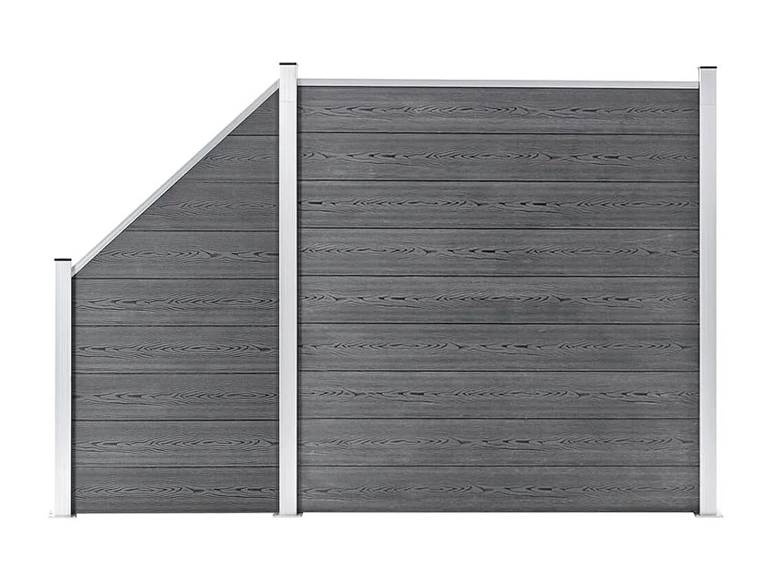 Ensemble de clôture WPC 1 Carré + 1 Incliné 273x186 Gris