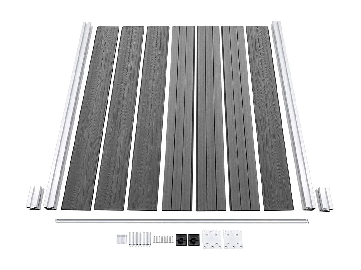 Ensemble de clôture WPC 1 Carré + 1 Incliné 273x186 Gris