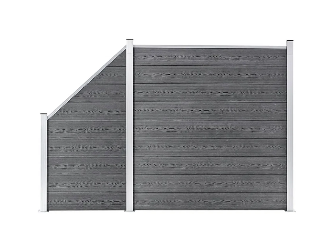 Ensemble de clôture WPC 1 Carré + 1 Incliné 273x186 Gris