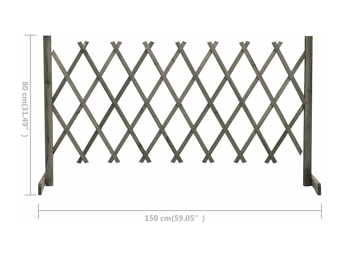 Clôture en treillis de jardin Gris 150x80 Bois de sapin