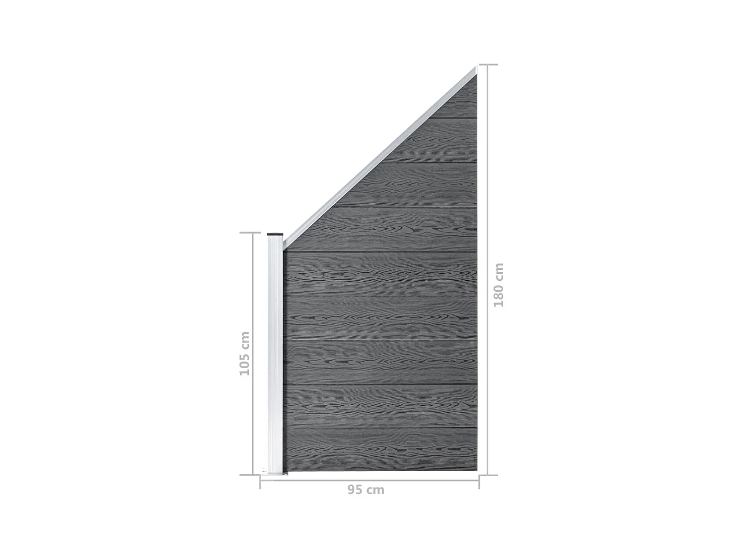 Panneau de clôture WPC 95x(105-180) cm Gris