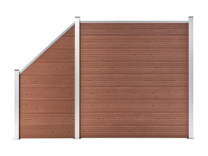 Ensemble de clôture WPC 1 Carré + 1 Incliné 273x186 Marron