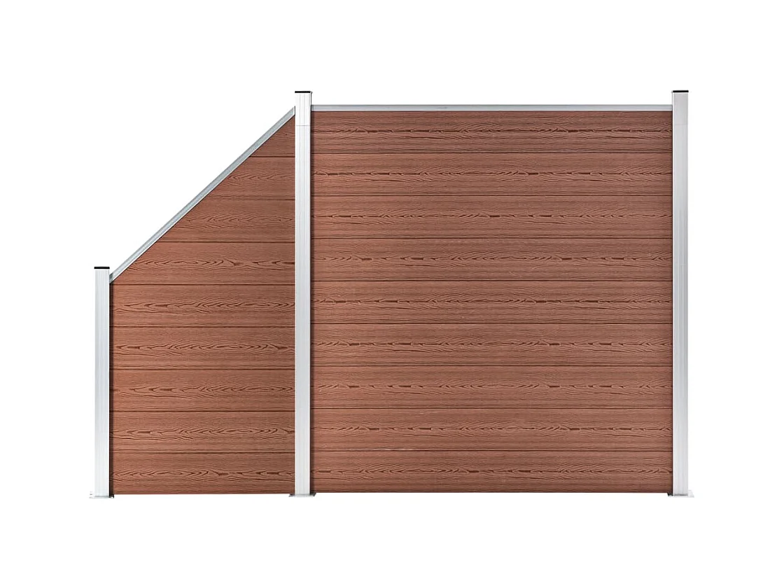 Ensemble de clôture WPC 1 Carré + 1 Incliné 273x186 Marron