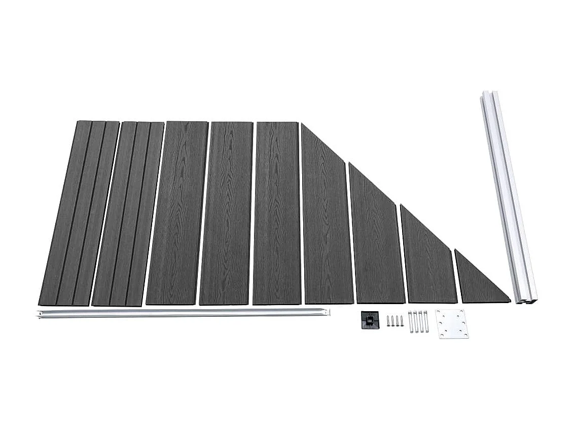 Ensemble de panneau de clôture WPC 965x(105-186) cm Noir