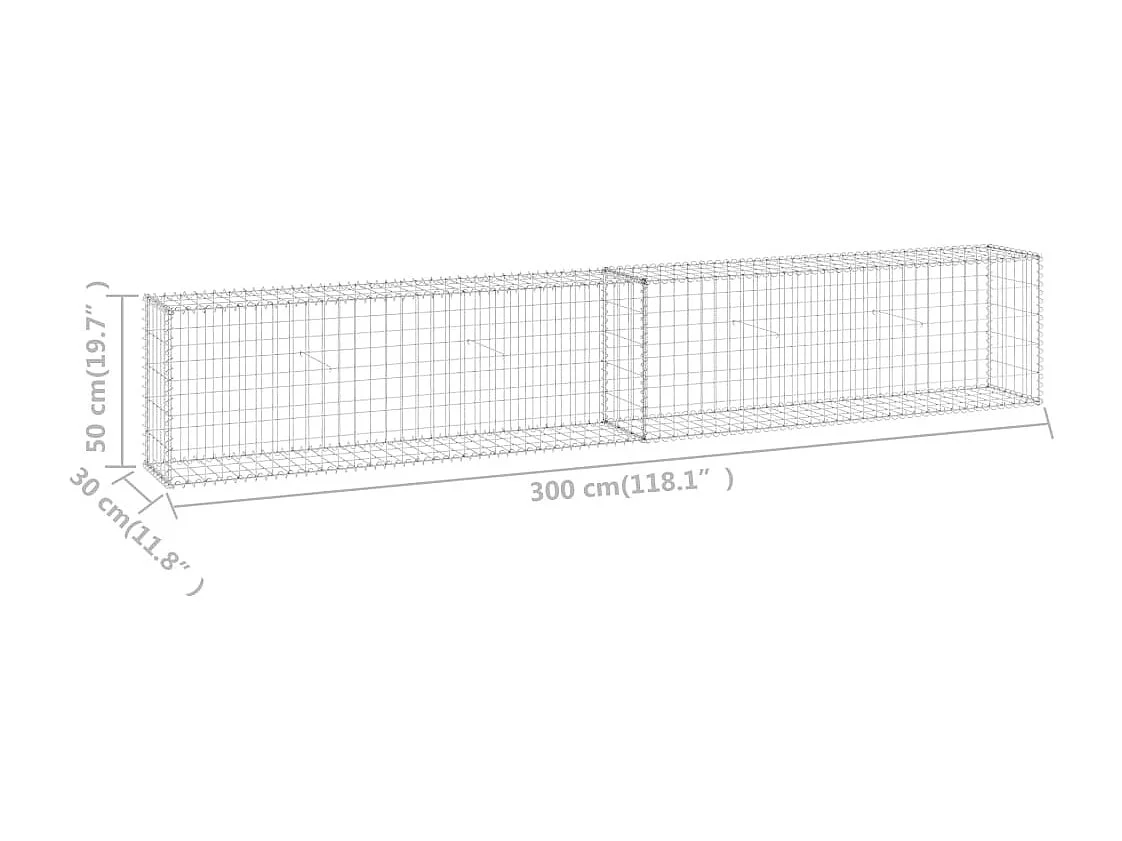 Mur en gabion avec couvercles Acier galvanisé 300x30x50